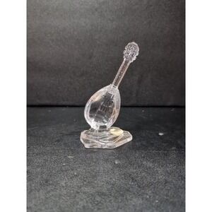 Italian Mandolin Glass Sculpture Figurine, Crystal Clear Paperweight, Home Decor